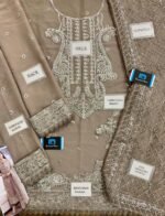 Jhil Mil Chiffon Collection – 3PC Fully Embroidered Spangle Work Suit with Net Dupatta & Malai Trouser - Image 5