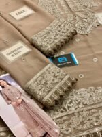 Jhil Mil Chiffon Collection – 3PC Fully Embroidered Spangle Work Suit with Net Dupatta & Malai Trouser - Image 2