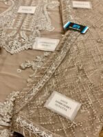 Jhil Mil Chiffon Collection – 3PC Fully Embroidered Spangle Work Suit with Net Dupatta & Malai Trouser - Image 3