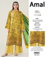 Reet Linen Winter Collection – 3PC Digital Printed Shirt with Embroidered Daman Patch & Border Dupatta - Image 7