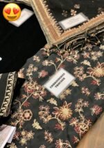 Baroque Jazmin Velvet Wedding Collection – Black 3PC Heavy Embroidered Suit with Cutwork Organza Dupatta - Image 4