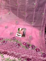 Aneelas Premium Organza Embroidered Chikan Kari 3PC Dress with Silk Trouser - Image 3