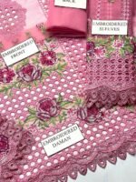 Aneelas Premium Organza Embroidered Chikan Kari 3PC Dress with Silk Trouser - Image 4