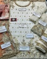 Nameera Wedding Wear – Full Organza 3PC Embroidered Suit with Net Dupatta & Silk Trouser - Image 5