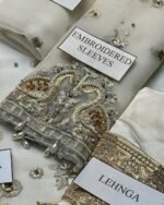 Nameera Wedding Wear – Full Organza 3PC Embroidered Suit with Net Dupatta & Silk Trouser - Image 4