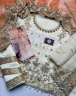 Nameera Wedding Wear – Full Organza 3PC Embroidered Suit with Net Dupatta & Silk Trouser - Image 2