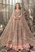 Maria B Wedding Collection – Net Embroidered Maxi Frock with Jamawar Trouser (Sequence & Handwork) - Image 8