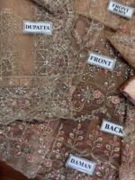 Maria B Wedding Collection – Net Embroidered Maxi Frock with Jamawar Trouser (Sequence & Handwork) - Image 5