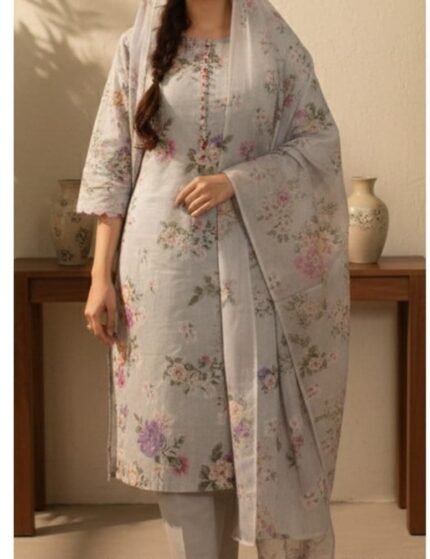 Digital Print Lawn 3PC Suit with Chiffon Dupatta – Summer Collection 2026