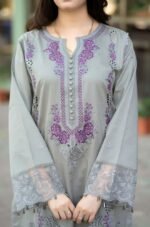 Mushq Premium Airjet Lawn 3PC Chikankari Embroidered Suit with Bamber Chiffon Dupatta – Summer Collection 2026 - Image 10