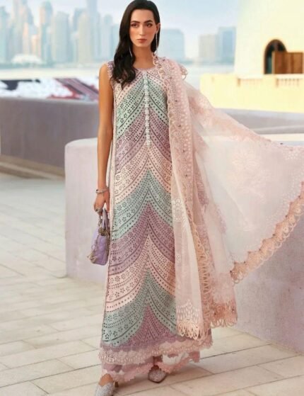 MARIA B Premium Airjet Lawn 3PC Heavy Embroidered Suit with Printed Dupatta – Summer Collection 2026
