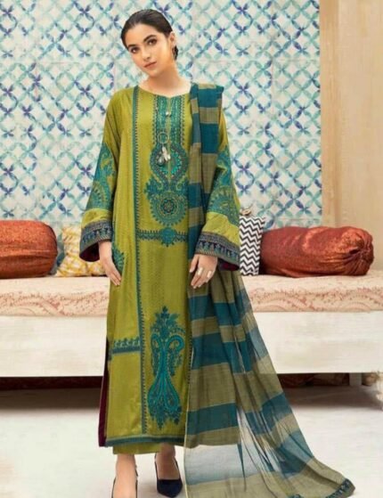 MARIA B Premium Airjet Lawn 3PC Heavy Embroidered Suit with Swiss Voil Digital Print Dupatta – Summer Collection 2026